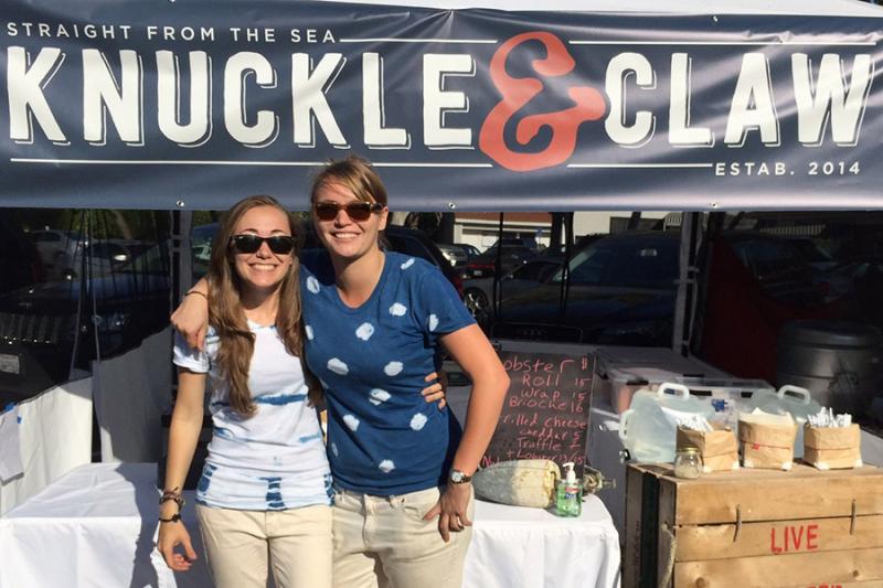 Nikki Booth (left) and Chloe Dahl just opened their lobster roll restaurant, Knuckle & Claw, on Sunset Blvd. in Silver Lake. (Knuckle & Claw)