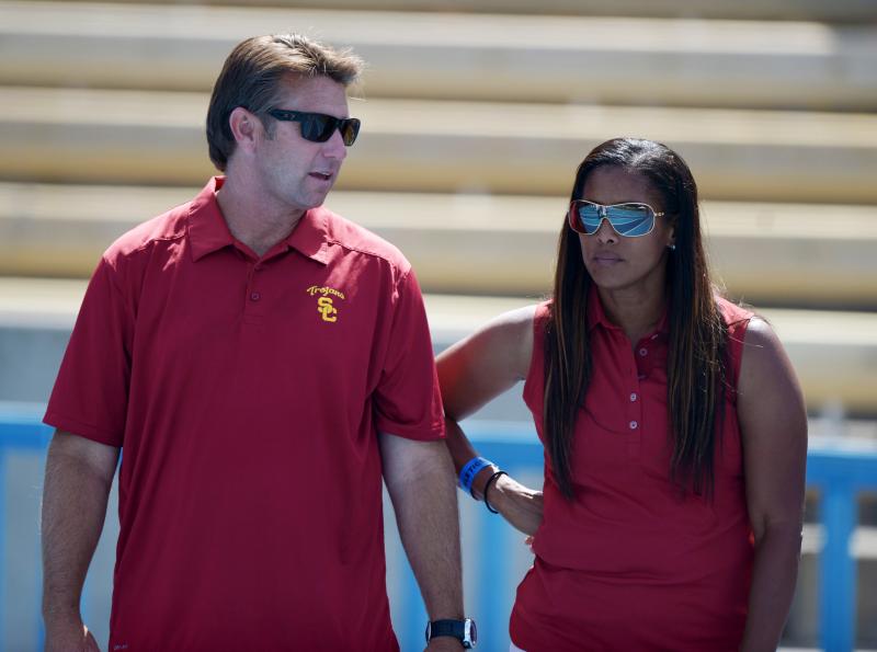 Coach Lange and Smith Gilbert. (USC Sports Information)