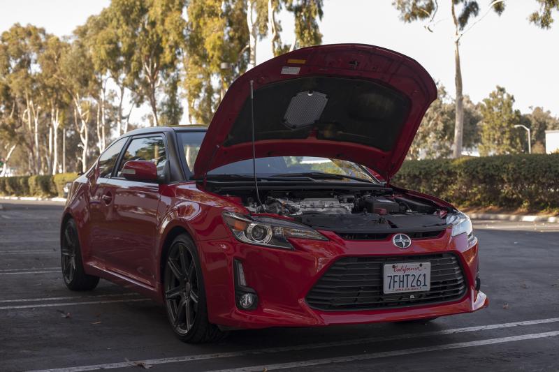 The Scion FR-S with its hood open (Amou "Joe" Seto/Neon Tommy)