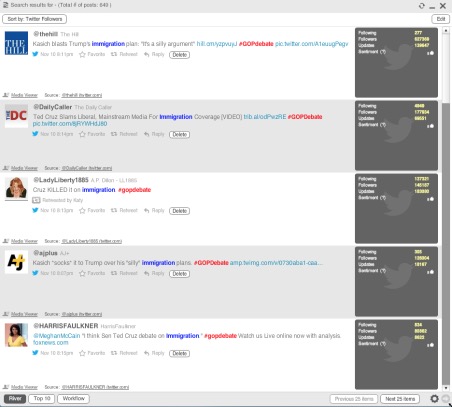 The night's most popular tweets mentioning "immigration." (USC Annenberg Media)