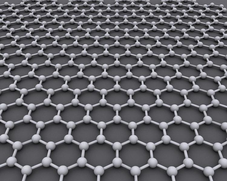 Carbon atoms arranged in a honeycomb pattern comprise a sheet of graphene (AlexanderAlUS).