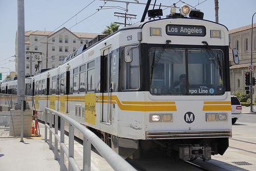 Expo Line passes through the neighborhoods just south of Downtown. (Rosa Trieu/Neon Tommy)