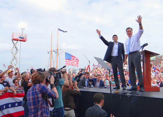 Romney and Ryan in Norfolk, Virginia in August. (James B Currie/Flickr)