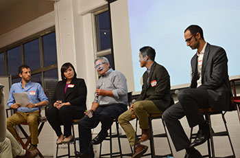 Panelists discussing various impacts on L.A.'s homelessness problem. (Chole Marie Rivera/Neon Tommy)