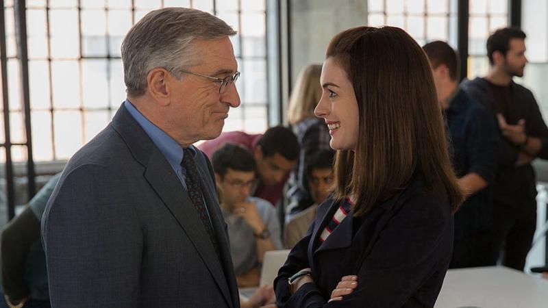 Ben Whittaker (Robert De Niro) and Jules Ostin (Anne Hathaway) in "The Intern" (Warner Bros).