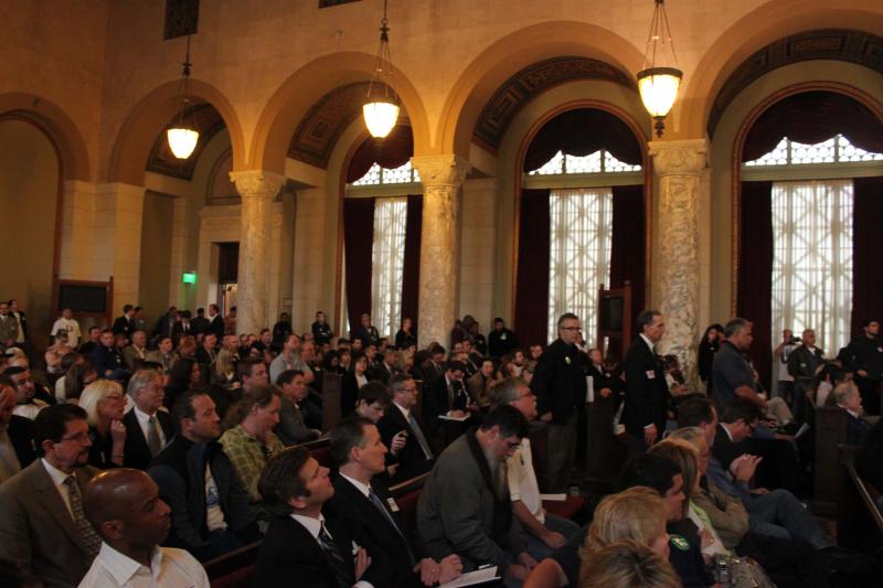 City Council Chambers Were Packed With Residents Concerned About New Trash Collection Rules/Photo By Tom Dotan