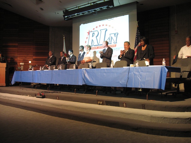 Nine city council candidates addressed district issues at LA Harbor College (Photo by Christine Detz) Nine city council candidates addressed district issues at LA Harbor College (Photo by Christine Detz)