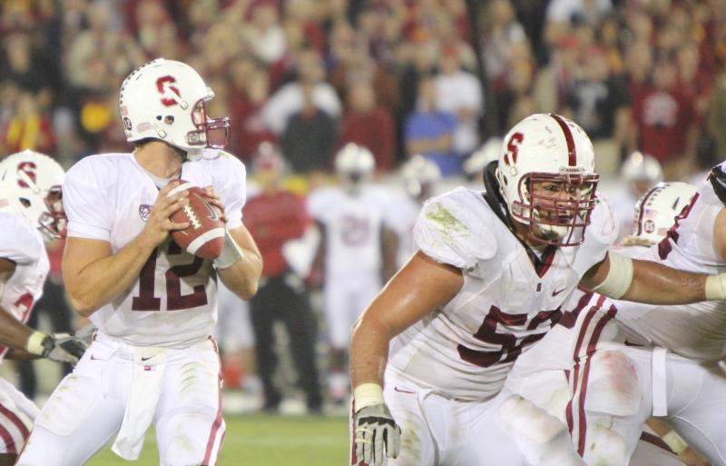 Andrew Luck went 29-for-40 for 330 yards and three TDs. (Sara Ramsey/Neon Tommy)