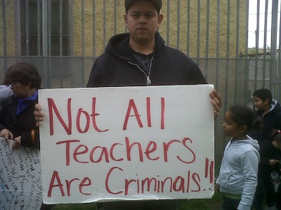 Alfonso Andrade, 18, of Florence, is a former student of Miramonte Middle School. He voiced his support Tuesday for the teachers who may be removed from the school. "They were good to me," he said. (Paige Brettingen)