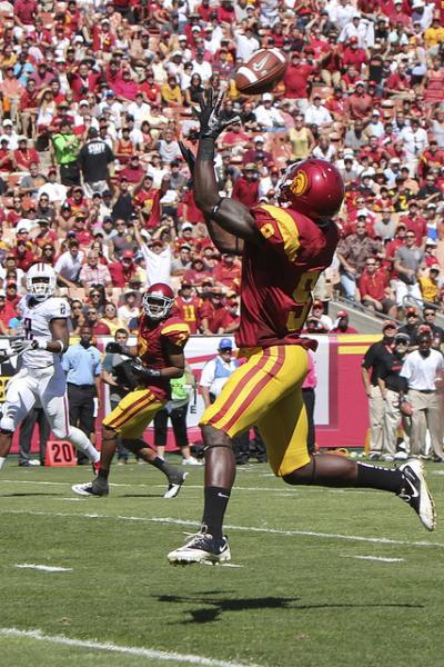 The true freshman is on his way to becoming one of the top receivers in the country (Photo by Neon Tommy).