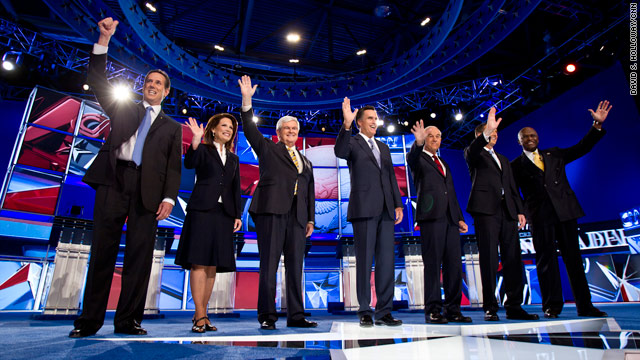 The Republican presidential nominees in a previous debate (CNN) The Republican presidential nominees in a previous debate (CNN)