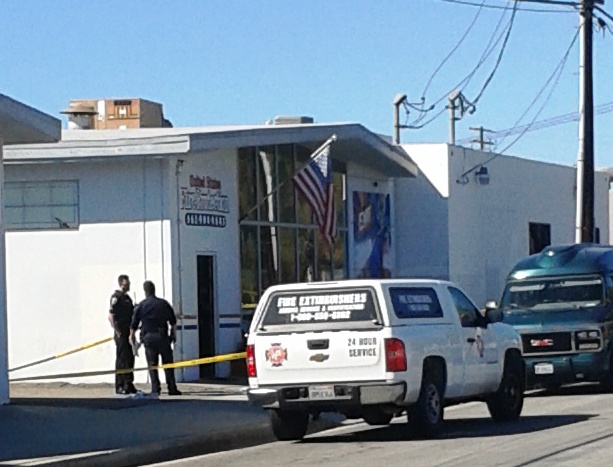 The gunman opened fire at the the small buisness (above) before going to the owner's residence and shooting two others (Twitter/KFINews) The gunman opened fire at the the small buisness (above) before going to the owner's residence and shooting two others (Twitter/KFINews)
