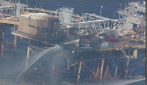Coast Guards responded to an oil platform explosion in the Gulf of Mexico, two missing and eleven injured (Creative Commons/ US Coast Guard) Coast Guards responded to an oil platform explosion in the Gulf of Mexico, two missing and eleven injured (Creative Commons/ US Coast Guard)