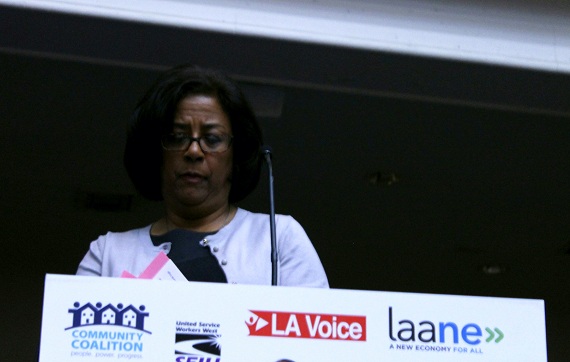 Jan Perry announced her support for Eric Garcetti at a press conference this morning. (Photo by Neon Tommy)