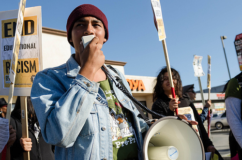 Michael Davis, a student at Manual Arts High School, was arrested in Middle School for a crime he didn't commit. "Coming from a family that's black and brown and from South Central, around a bunch of gang members, I've definitely seen people go to jail. But the fact that I've experienced it is crazy." (Photo by Benjamin Dunn) Michael Davis, a student at Manual Arts High School, was arrested in Middle School for a crime he didn't commit. "Coming from a family that's black and brown and from South Central, around a bunch of gang members, I've definitely seen people go to jail. But the fact that I've experienced it is crazy." (Photo by Benjamin Dunn)