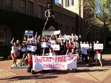SCALE activists in front of Tommy Trojan. (Courtesy of SCALE)