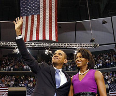Obama and the First Lady claiming victory in 2008. (Flickr Creative Commons) Obama and the First Lady claiming victory in 2008. (Flickr Creative Commons)