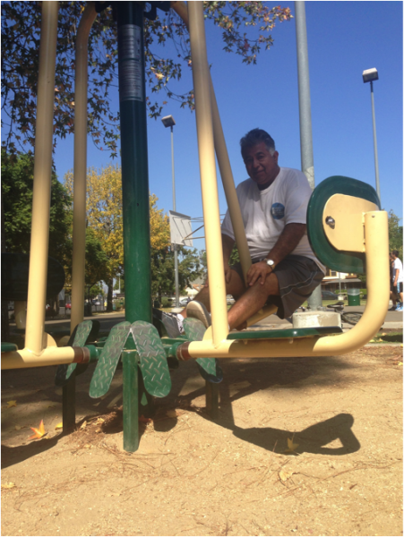 The exercise machines at the park use your body weight for resistance
