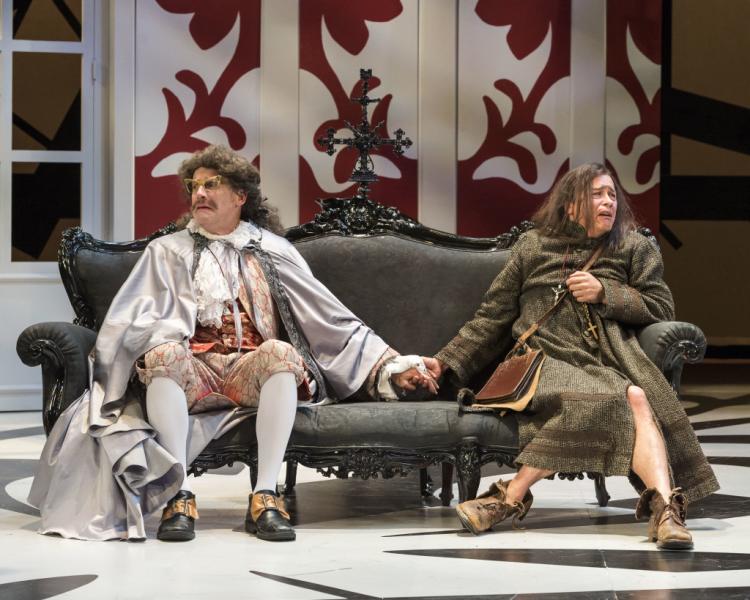 Geoff Elliott and Freddy Douglas have a love/hate relationship as Orgon and the title character in "Tartuffe." Photo by Craig Schwartz.