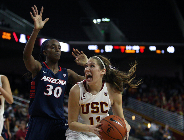 USC's Cassie Harberts scored 26 points en route to a dominant victory. (Kevin Tsukii/Neon Tommy)