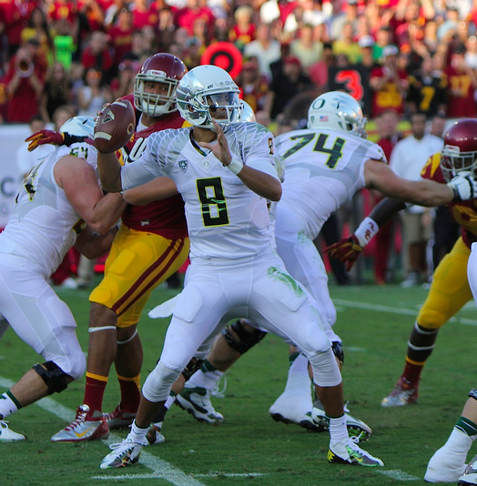 Marcus Mariota and Oregon couldn't wrap up a spot in the Pac-12 Championship. (Scott Enyeart/NT)