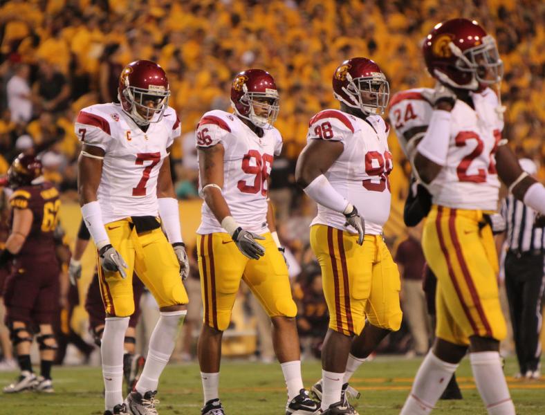 McDonald (No. 7) and the USC D were not satisfied with last September's performance. (James Santelli/NT)