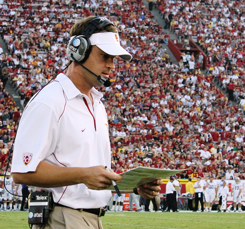 Head coach Lane Kiffin praised his new linebackers. (Shotgun Spratling/NT)