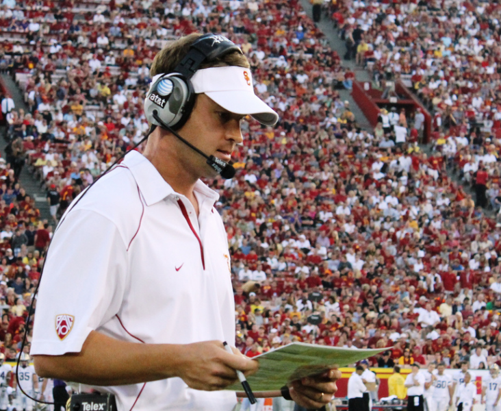 Coach Kiffin only stuck around practice for one question Wednesday. (Shotgun Spratling/NT) Coach Kiffin only stuck around practice for one question Wednesday. (Shotgun Spratling/NT)