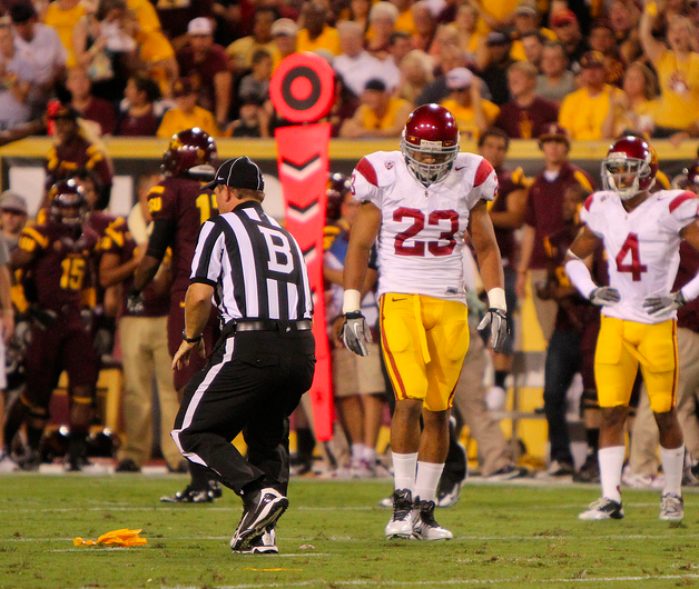 Penalty flags have been a bugaboo for USC in recent years. (James Santelli/NT)