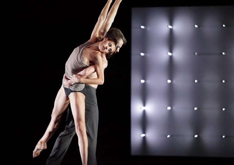 Wayne McGregor dancers moving in silhouette in "Far" last weekend at Royce Hall (Ravi Deepres).