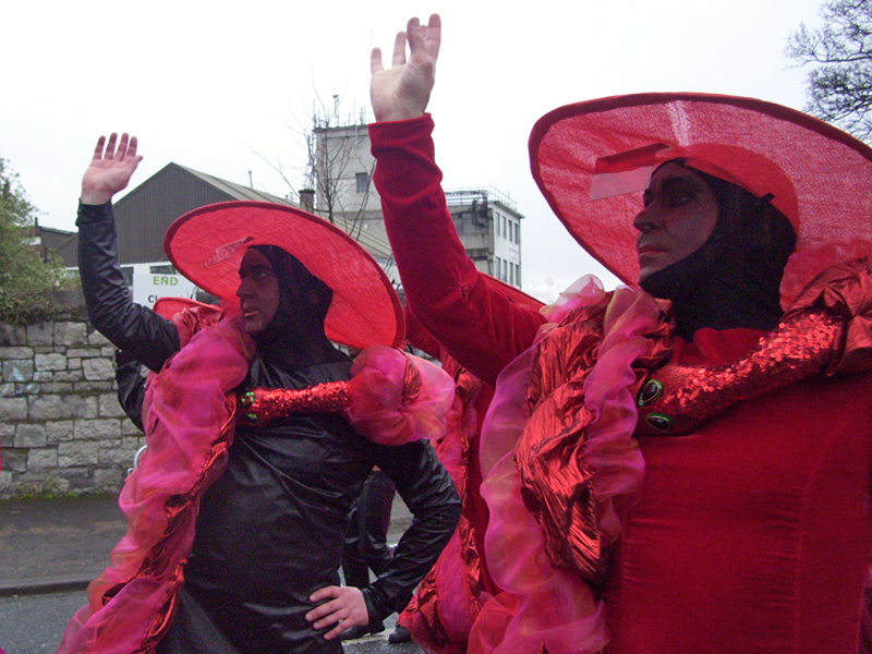 Marchers from Dublin Pride practice minutes before the start of Sunday's big parade.