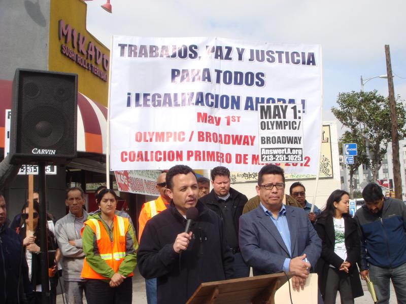 The 2012 May Day Coalition gathers to call for immigrant right. (Photo by Shako Liu)