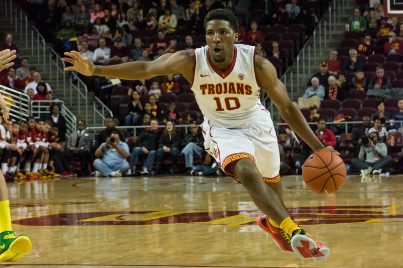 In his final college home game, Pe'Shon Howard's 20 points weren't enough to get USC a win. (Benjamin Dunn/Neon Tommy)