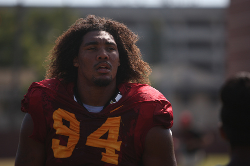 Leonard Williams and others have felt the brunt of physical fall practices. (Kevin Tsukii/Neon Tommy)