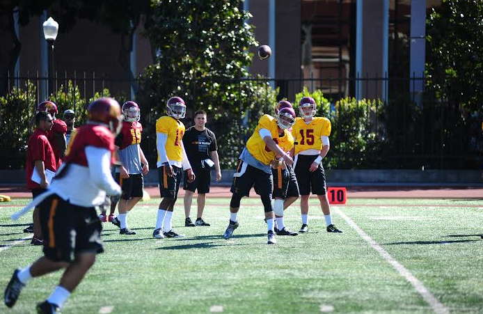 Cody Kessler (6) was more than content with Tuesday's practice (Charlie Magovern/Neon Tommy)