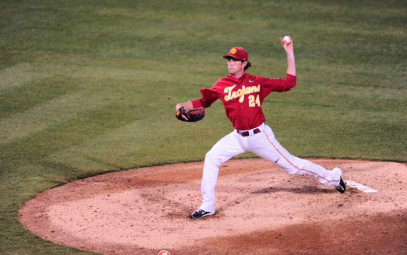 Junior left-handler Kyle Twomey went seven scoreless innings for USC (Charlie Magovern/Neon Tommy).