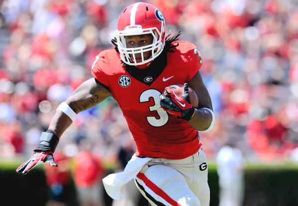 A running back makes his way into the first round, and his name is Todd Gurley. (Twitter/SicEmDawgscom)