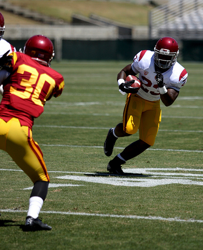 Lost in USC's QB shuffle was that Tre Madden rushed for over 100 yards in Week 1. (Kevin Tsukii/Neon Tommy) Lost in USC's QB shuffle was that Tre Madden rushed for over 100 yards in Week 1. (Kevin Tsukii/Neon Tommy)