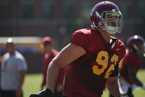 The Trojan pass rush could use Morgan Breslin back on the field. (Kevin Tsukii/Neon Tommy) The Trojan pass rush could use Morgan Breslin back on the field. (Kevin Tsukii/Neon Tommy)
