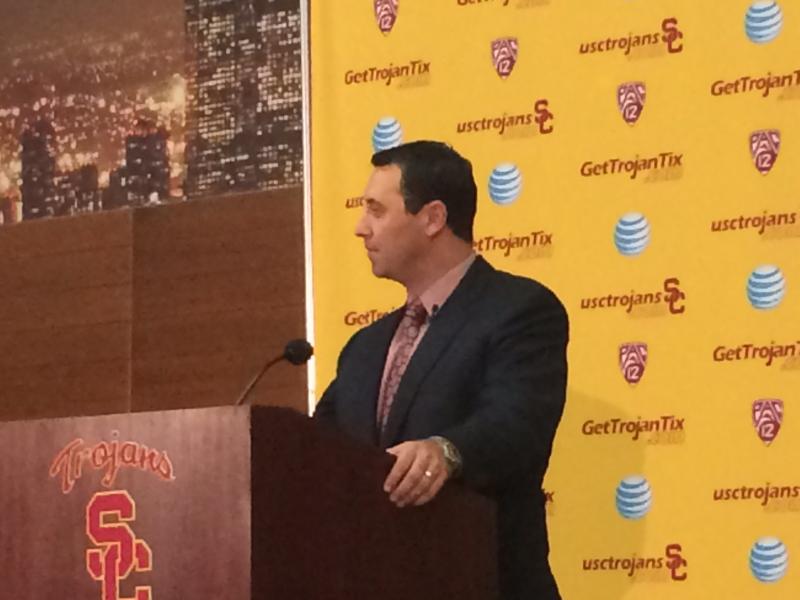 Sarkisian was confident and outspoken in his formal USC debut. (Jacob Freedman/Neon Tommy)