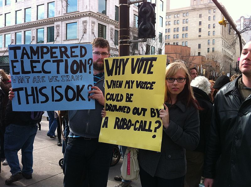 Young voters protest election fraud. (Wikimedia Commons) Young voters protest election fraud. (Wikimedia Commons)