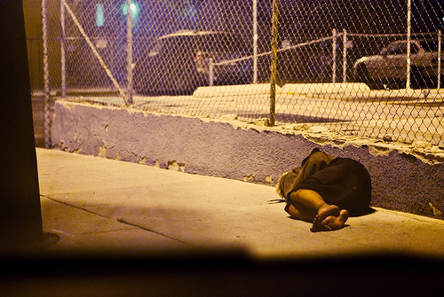A homeless person in the Los Angeles region (photo courtesy of Creative Commons).