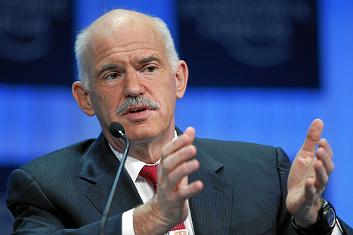 Greek Prime Minister George Papandreou at World Economic Forum Annual Meeting 2011 (photo courtesy of Creative Commons). Greek Prime Minister George Papandreou at World Economic Forum Annual Meeting 2011 (photo courtesy of Creative Commons).