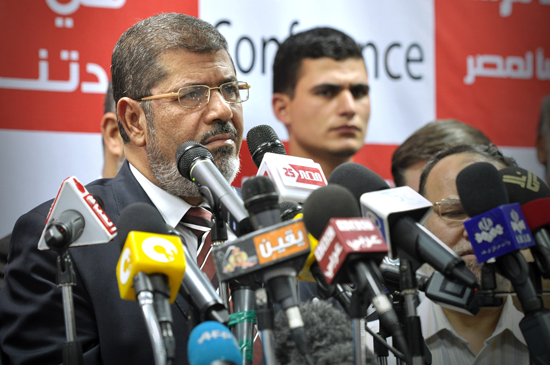 Mohammed Morsi at a press conference on June 18, 2012 (Creative Commons). Mohammed Morsi at a press conference on June 18, 2012 (Creative Commons).