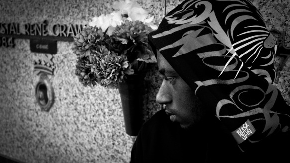 Brandon Blackshire, a fixture on the underground Inglewood rap scene, uses his music to work through a traumatic past. (Yasser Zhang/KQED) Brandon Blackshire, a fixture on the underground Inglewood rap scene, uses his music to work through a traumatic past. (Yasser Zhang/KQED)