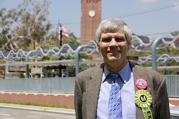 Darrell Clarke, co-chair of Friends 4 Expo Transit, at Friday's preview. (Catherine Green/Neon Tommy)