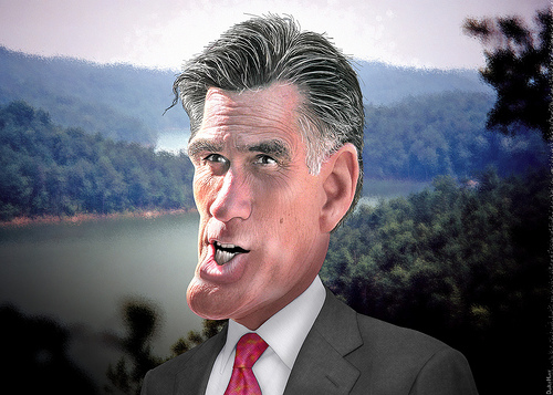 Mitt Romney, a caricature by DonkeyHotey. (Flickr) Mitt Romney, a caricature by DonkeyHotey. (Flickr)