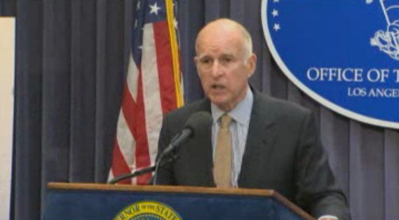 Gov. Jerry Brown (Screenshot from L.A. Press Conference, Courtesy of KCal9 News)