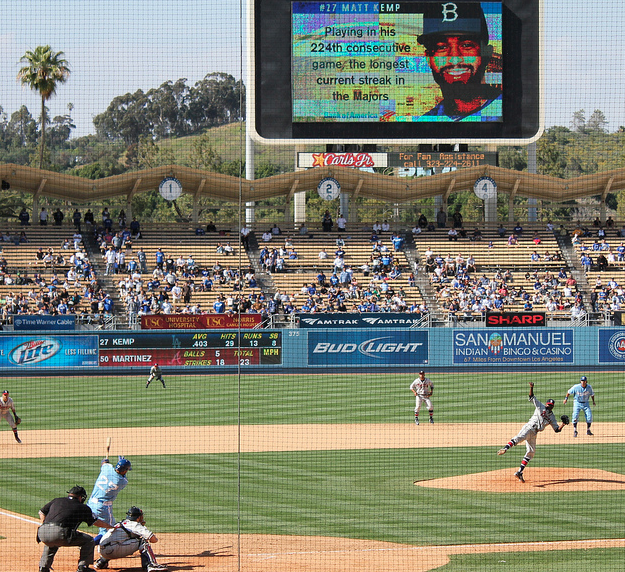 Dodgers fans are used to cheering on Kemp at every game. (Shotgun Spratling/Neon Tommy)