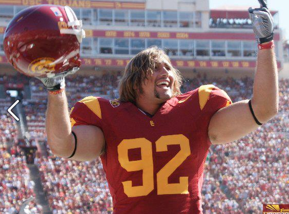No. 92, in all his glory, as he interacts with the crowd. (Courtesy of USCFootball.com)